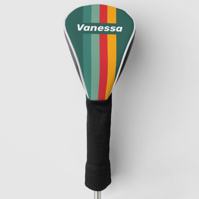 Green Pin Striping with Name Golf Head Cover (Front)