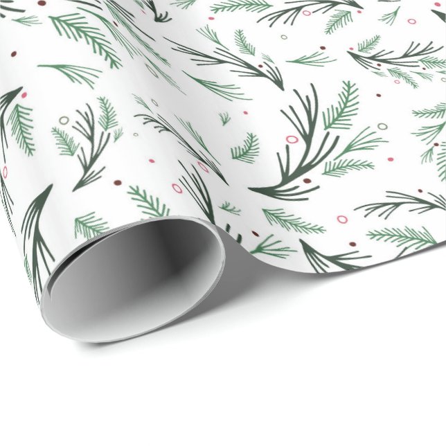 Green Pine Bough Wrapping Paper (Roll Corner)