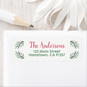 Green Pine Branch Return Address Labels