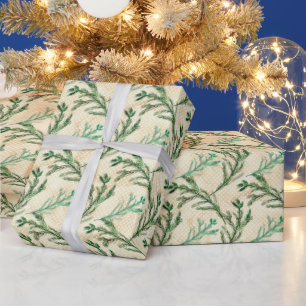 Green Pine Branches Christmas Wrapping Paper