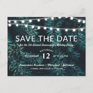 Green Pine Christmas Holiday Party   Save The Date Announcement Postcard
