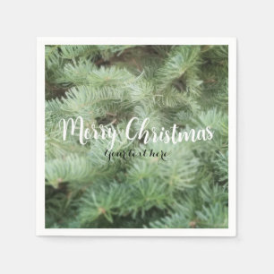 Green Pine Christmas Trees Country Rustic Holiday Napkin
