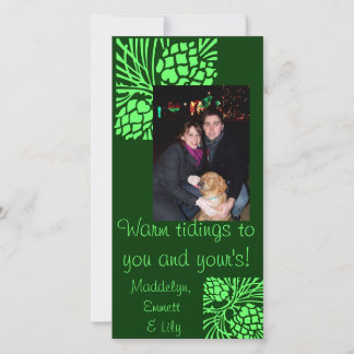 Green Pine Cone Holiday Photo Card