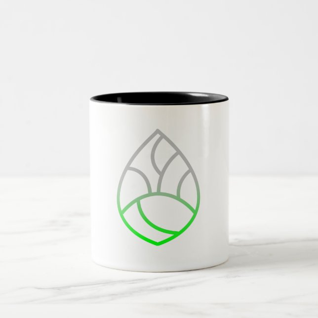 green pine cone hooded sweatshirt Two-Tone coffee mug (Center)