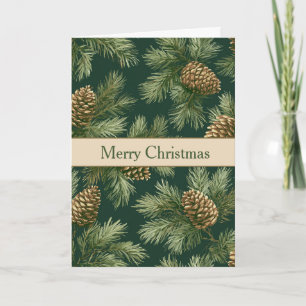 Green Pine Cones Christmas Card