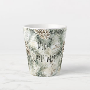 Green  Pine Cones Christmas Latte Mug