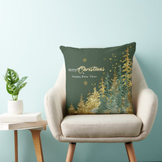 Green Pine Forest Merry Christmas Cushion