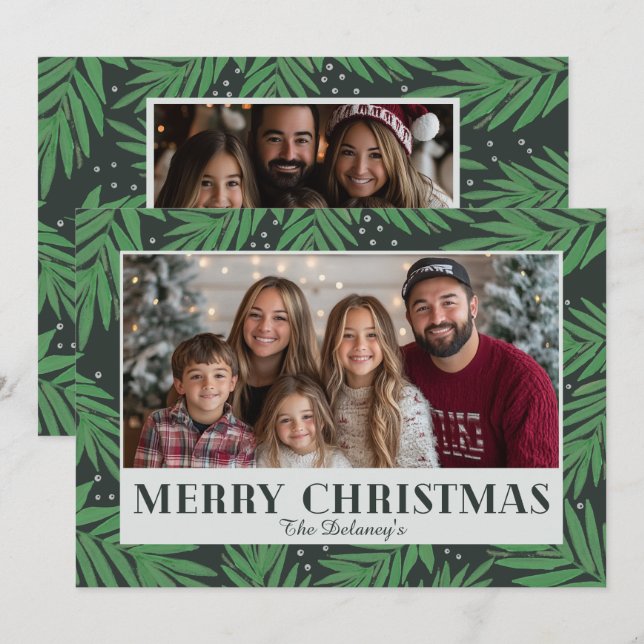 Green Pine Tree Christmas  Holiday Card (Front/Back)