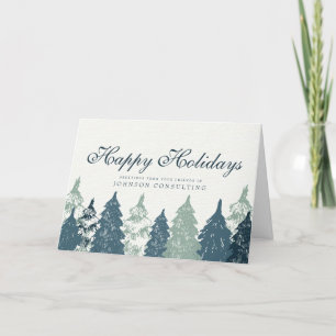 Green Pine Tree Forest Holiday Greetings Card