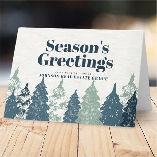 Green Pine Tree Forest   Season's Greetings Holiday Card
