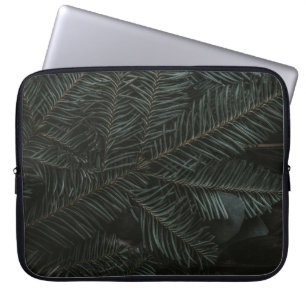 Green pine tree leaves laptop sleeve