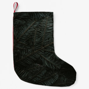 Green pine tree leaves small christmas stocking