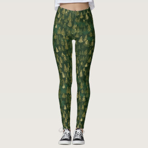 Green Pine Tree Pattern Leggings