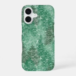 Green Pine Tree Patttern iPhone 16 Case