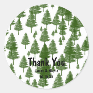 Green Pine Tree Rustic Country Favour Sticker