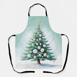 Green Pine Tree | Silver Green Orange Globes Apron