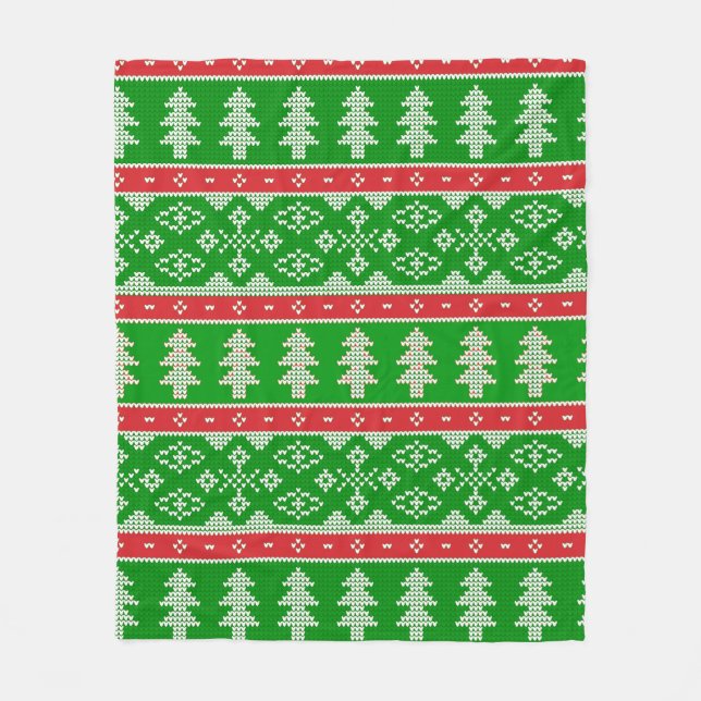 Green Pine Tree Sweater Knit Blanket (Front)