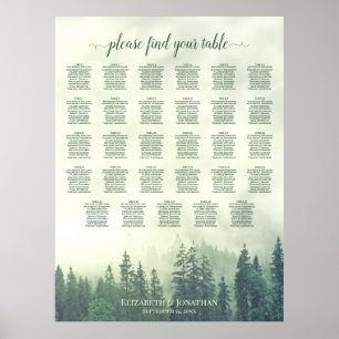 Green Pine Trees 29 Table Wedding Seating Chart