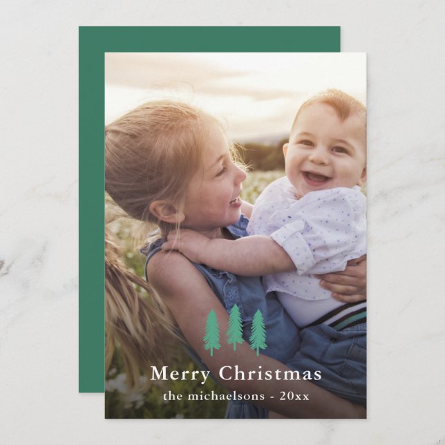 Green Pine Trees Christmas Print Photo Holiday (Front/Back)