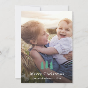 Green Pine Trees Christmas Print Photo Holiday Card