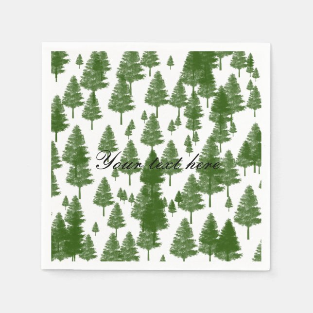 Green Pine Trees Rustic Country Wedding Napkins (Front)