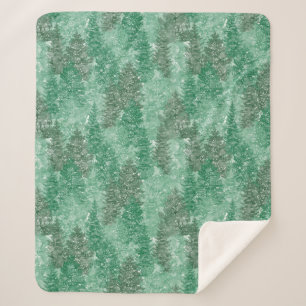 Green Pine Trees Sherpa Blanket
