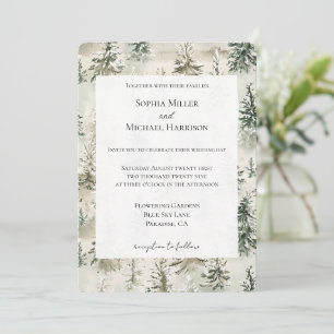 Green Pine Trees Wedding Invitation