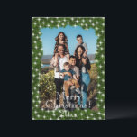 Green Pine Twinkle Lights Photo Personalised Holiday Card<br><div class="desc">Green pine boughs with faux twinkle lights frame bring this photo holiday card over-the-top adorable with "Merry Christmas" typography and date on the front and room on the reverse for your personal holiday sentiment and family name for all your family and friends.</div>