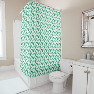 Green pine watercolor art shower curtain
