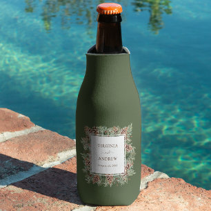 Green Pine Wedding Bottle Cooler
