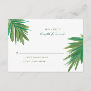 Green Pine Woods Watercolor   Wedding RSVP Card