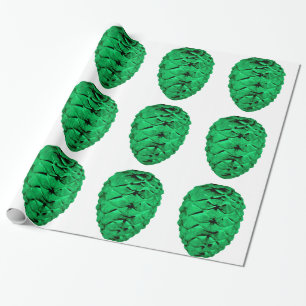 Green Pinecones Wrapping Paper