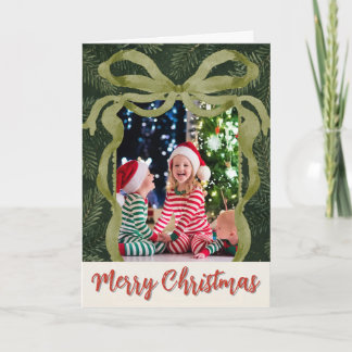 Green Pines and Bows with Shadow Card