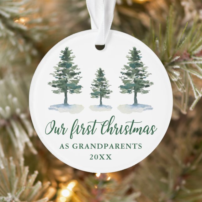 Green Pines First Christmas Grandparents Ornament (Tree)