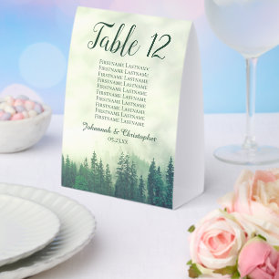 Green Pines Wedding Table Number Seating Chart