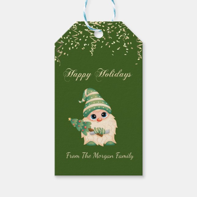 Green PineTree,Confetti,Green Gift Tags (Front)