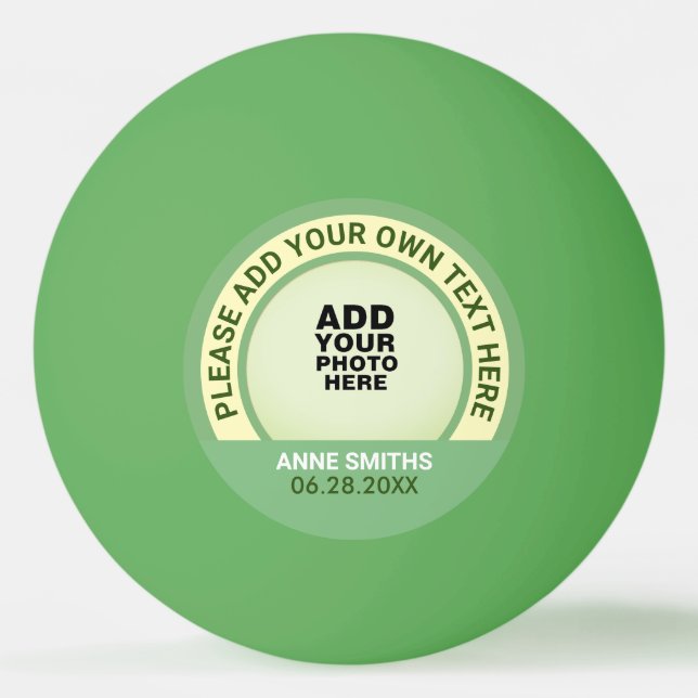 green ping pong ball with photo (Front)
