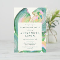 Green Pink Abstract Brushstroke Graduation Party