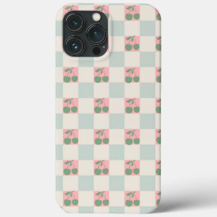 Green Pink Aesthetic Cherry Chequered Y2K Pattern iPhone 13 Pro Max Case