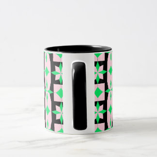 Green, pink and Black Geometric Design Mug