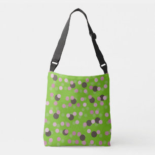 Green, pink and brown dots crossbody bag