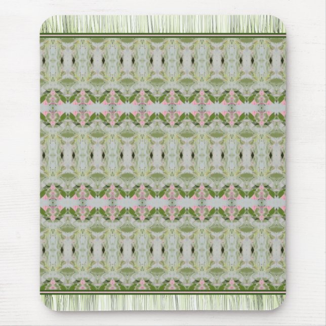 Green Pink And Pretty Patterned Print Rug Style Mouse Mat (Front)