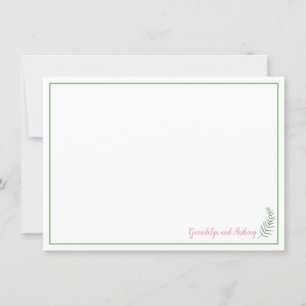 Green, Pink and White Fern Personalised Invitation