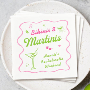 Green Pink Bikinis and Martins Bachelorette Party Napkin