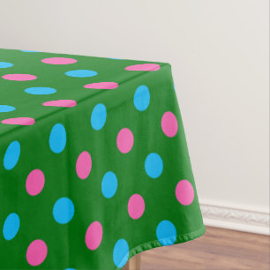 Green Pink Blue Polka Dot Pattern Tablecloth