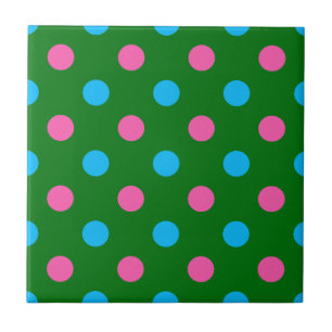 Green Pink Blue Polka Dot Pattern Tile