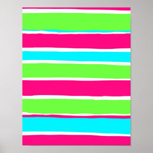 Green Pink Blue Stripes  Poster
