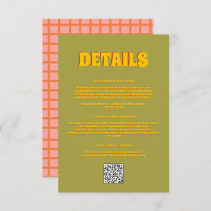 Green Pink Bold Bright Funky Groovy Wedding Detail Enclosure Card