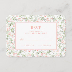 Green & Pink Botanical Watercolor - Wedding RSVP Card