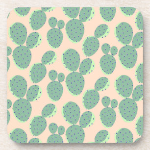 Green & Pink Cactus Pattern Coaster